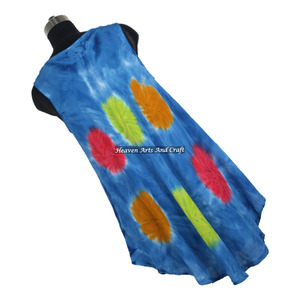 Vestido largo sin mangas con efecto tie-dye para mujer, precio de fábrica, atractivo vestido maxi abierto con efecto tie-dye para vacaciones. - Product Image 5