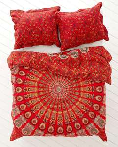 Juego de Funda Nórdica de Algodón con Estampado de Mandala de Pavo Real, Decoración de Pared para el Hogar, Reversible, por Indian Consigners - Product Image 3