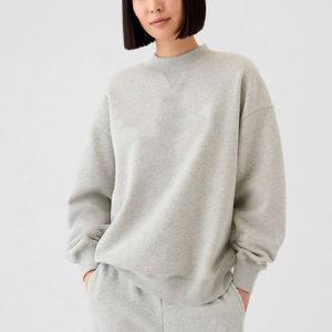 Pull-over surdimensionné en molleton épais bleu marine pour femme, en polyester/coton écologique, vente en gros pour l'hiver - Product Image 4