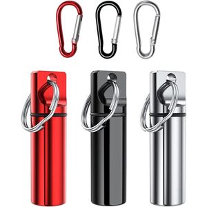 Portapillole Tascabile con Portachiavi, Confezione da 3, Organizzatore di Pillole Portatile in Lega di Alluminio, Contenitore Impermeabile in Metallo per Conservazione Pillole - Product Image 1
