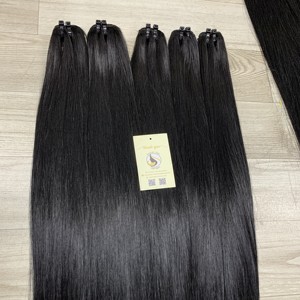Extensions de cheveux humains vierges crus vietnamiens en gros de haute qualité boucles droites noires naturelles paquet de cheveux de trame de génie - Product Image 5