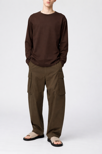 Camiseta de Manga Larga para Hombre, Cuello Redondo, 100% Algodón, Sólida, Casual, Holgada, Tejida, Transpirable, con Logotipo Personalizado OEM - Product Image 2