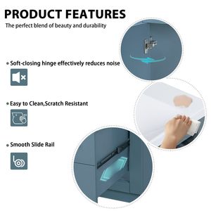 36-Inch <b>Bathroom</b> <b>Vanity</b> with Ceramic Sink Combo Solid Wood Frame Storage Cabinet 3-Drawer Freestanding <b>Vanity</b> Set - Product Image 6