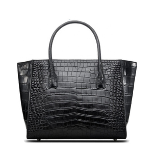Bolso Bandolera de Cuero Genuino con Grabado de Cocodrilo Negro, Diseño Rectangular Clásico, Patrón de Piel de Caimán, Bolso de Mujer - Product Image 4