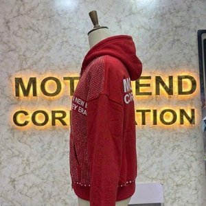 Custom Winter Streetwear Vintage Distressed Ripped Boxy <b>Cropped</b> Embroidery Patch Sun Faded <b>Zip</b> Rhinestone 100% Cotton <b>Hoodies</b> - Product Image 5
