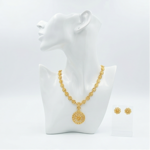 Divyoro Flower Pattern Gold Plated <b>Copper</b> Alloy Short Necklace Earrings Set Women Adjustable Length Wedding Party Classic All - Product Image 1