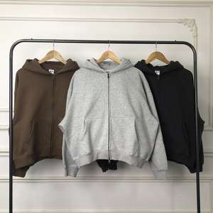 Sudadera con capucha para hombre, 100% algodón, de alta calidad, 350 g/m², gruesa, oversize, con hombros caídos, cierre completo, logotipo personalizado, corte holgado - Product Image 2