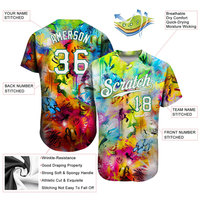 Maillot de baseball personnalisé entièrement imprimé unisexe adulte à manches courtes en polyester respirant avec motif peint à la main Nom d'équipe 00