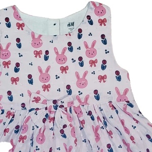 Vestido de princesa informal de verano para niñas, nuevo diseño, 100% de algodón, camisetas sin mangas de punto transpirables, cuello redondo, manga abullonada, Floral, dulce bonito - Product Image 3