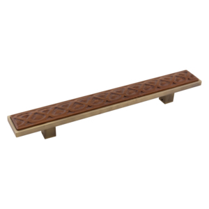Poignée longue de porte principale en aluminium et bois sculpté Ora, finition AB Matt PVD Or PVD Or Rose, incrustation bois, quincaillerie d'entrée - Product Image 6