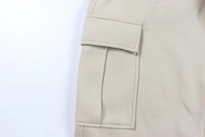 Men's Beige Cargo Sweatpants <b>Elastic</b> <b>Waist</b> Drawstring Multiple Pockets Casual Autumn Style Knitted Cotton Midweight - Product Image 6