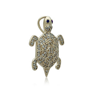 Pendentif tortue en diamant de laboratoire or, certifié IGI, bijou minimaliste de luxe, cadeau pour femme, charme animal, accessoire mignon - Product Image 2