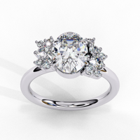 Bague de fiançailles en moissanite taille ovale, alliance de mariée taille brillant rond, plaqué or blanc, bijoux pour femme