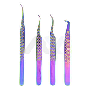 Juego Profesional de 4 Pinzas para Extensión de Pestañas, Acero Japonés Premium con Agarre de Diamante, Punta de Fibra de Precisión Multicolor - Product Image 3