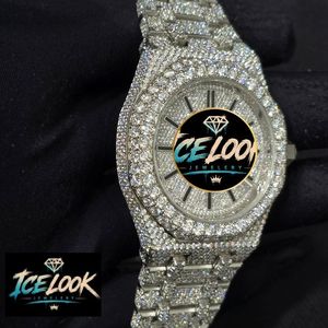 Reloj de Lujo ICE LOOK para Hombre, de Acero Inoxidable, Caja Redonda de 40 mm, Cristal con Diamantes, Movimiento de Cuarzo Analógico, Cierre Plegable - Product Image 3