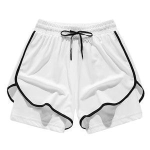 Pantalones Cortos Deportivos de Cintura Alta para Hombre, Color Sólido, Cordón Ajustable, Secado Rápido, Spandex, Poliéster, Franja Lateral Negra, Longitud Corta, OEM, ODM - Product Image 3