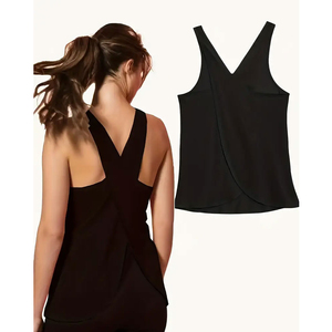 OEM Custom 100% Cotton Heavyweight Training Vest Bodybuilding Muscle Fitness Stringer <b>Running</b> <b>Singlet</b> Gym tank Top for Women - Product Image 3