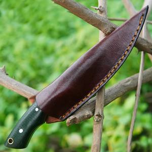 Cuchillo de Caza de Acero de Damasco Hecho a Mano, Hoja Fija de Alta Durabilidad, Grado Industrial, para Uso en Exteriores, Mango de Micarta OEM, Funda de Cuero - Product Image 2
