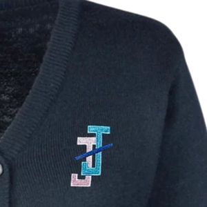 Custom <b>Navy</b> Blue Embroidered <b>Cardigan</b> Sweater for Teen Girls and Moms Matching Mother Daughter Knitwear Button Front Long Sleeve - Product Image 3