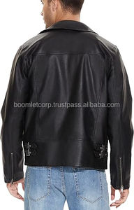 Veste de moto motard pour hommes de haute qualité en cuir véritable Service de logo personnalisable étanche à l'eau et au vent - Product Image 2