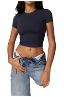 Dames Casual Loose Korte Mouw Cropped T-shirts 100% Katoen Ecologisch Sneldrogend Ademend Zomer Elastisch Groothandel Op Maat