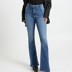 Fabricante OEM, Jeans de Mezclilla Rectos de Cintura Media para Mujer, Algodón Elástico, Transpirable, Ecológico, Personalizable, Suministro al por Mayor - Product Image 3