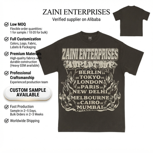 เสื้อยืดแขนสั้นทรงปกติสำหรับผู้ชาย ผ้าเจอร์ซีย์คอตตอน 100% หนัก 270 กรัม ป้องกันการยับ พิมพ์ลายตามสั่ง OEM/ODM ZAINI ZI-061 สไตล์ลำลอง - Product Image 1