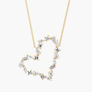 Fancy Shape Diamond Heart Necklace in 14k White Gold - Product Image 1