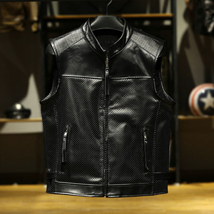 Best Real Leather Waistcoat Male Manufacturer <b>Utility</b> Casual Cowhide Motorcycle Sleeveless Jacket <b>Vests</b> - Product Image 5