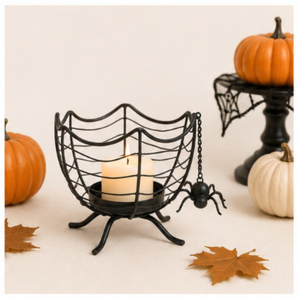 Trending Halloween Decor Spider Web <b>Black</b> Metal <b>Candelabra</b> Iron Candle Holder for Home Tabletop & Wholesale Party Supplies - Product Image 2