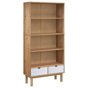 Librería de madera de pino maciza de color marrón medio y blanco, duradera y elegante - Product Image 2