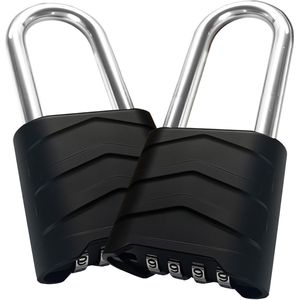 2 Lucchetti a Combinazione Grandi da Esterno in Alluminio, Resistenti alle Intemperie, con Archetto Extra Lungo da 55mm (2.2 Pollici) e Serratura Resettabile - Product Image 1