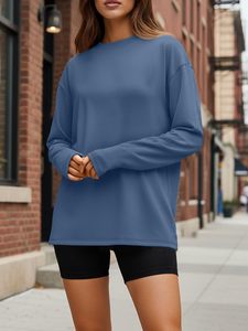 Camiseta Premium de Manga Larga para Mujer, Corte Ajustado Informal, Cuello Redondo, Suave y Cómoda, Camiseta Básica con Logotipo Personalizado, Ropa Urbana a la Moda - Product Image 1