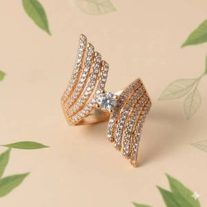 Leaf Design Adjustable CZ Cocktail <b>Ring</b> Bridal Statement Jewelry Traditional <b>Indian</b> Festive Wedding Engagement <b>Ring</b> - Product Image 2