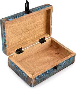 Boîte en bois artisanale gravée, design floral incrusté, décoration de table antique, cadeau artisanal - Product Image 5