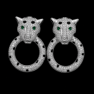 Grandes boucles d'oreilles pour femme style martre de porte en argent sterling 925 avec diamants de laboratoire certifiés IGI - Product Image 2