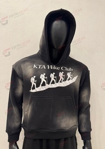 Sudadera con capucha negra lavada de peso pesado con estampado, tendencia 2026, efecto lavado, color, talla, diseño y tela personalizables, servicio OEM - Product Image 4