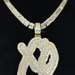 Pendentif Lettre en Diamant de Laboratoire Plaqué Or Style Hip-Hop pour Homme, Bijou Thème Rond à Taille Brillante pour Usage Quotidien - Product Image 1