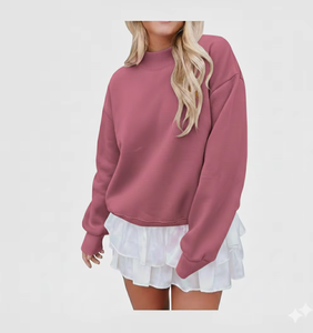 Sweat-shirt long et ample pour femme, col montant, en coton respirant et flexible, écologique, chaud, confortable et décontracté pour l'hiver - Product Image 5