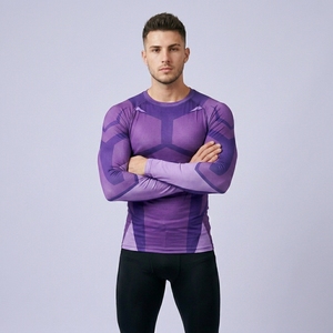 Custom Long Sleeve Men Compression Shirt Tight Athletic Base Layer Gym Training Running Sports Fitness Quick Dry Top ODM - Product Image 1