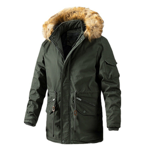 Chaqueta Parka de Invierno para Hombre con Capucha de Piel, Manga Larga, Resistente al Viento, para Uso en Exteriores, Color Beige - Product Image 3