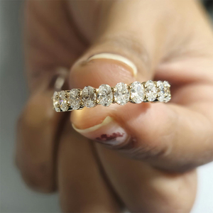 Anillo de Diamantes Cultivados en Laboratorio Personalizado, Oro de 14k, Corte Ovalado, Diamantes de Lujo Oscuros, Joyas RIZTA para Mujer, Diamantes Rellenos Color D - Product Image 1