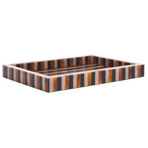 Bandeja Decorativa de Resina con Incrustaciones Ópticas de Píxeles, Hecha a Mano en Blanco y Negro con Asas Doradas para Uso en el Hogar y la Cocina - Product Image 2