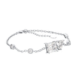 Bracelet à fermoir homard REYES en diamant de laboratoire CVD pour femme, or blanc 14 carats plaqué rhodium, bijoux fins, cadeau d'anniversaire - Product Image 2