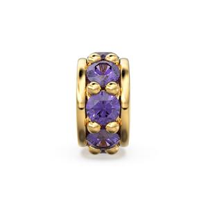 18K Solid Yellow Gold <b>Fine</b> <b>Ring</b> with 5mm Purple Amethyst Eternity Rondelle Wheel Bead - Product Image 1