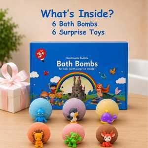 Bombes de bain effervescentes bio en gros pour enfants avec jouet surprise, formes d'animaux mignons, parfumées et moussantes - Product Image 6