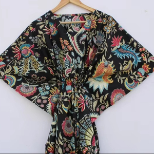 Vestido Kaftán Informal de Verano con Estampado Floral Tropical, sin Mangas, de Algodón, para Mujer, Ropa de Playa, Estilo Asia Pacífico - Product Image 1
