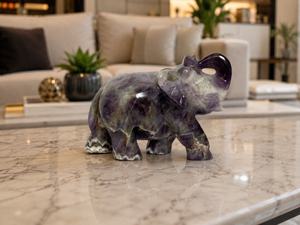 Natural Amethyst Crystal <b>Elephant</b> Statue | Polished Handmade Eco-Friendly Model Sculpture | Luxury Home Decor <b>Gift</b> | Wholesale - Product Image 3