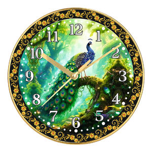 Luxury Personalized Peacock Feather Wall <b>Clock</b> <b>Digital</b> Printing Silent Quartz Movement-Home Decor for Mother's Day Christmas - Product Image 1