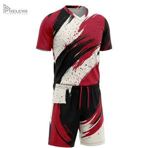 Ensemble d'uniformes de football personnalisés par sublimation, motif grunge effet pinceau, maillot et short de football pour hommes, séchage rapide, respirant, pour équipe - Product Image 1